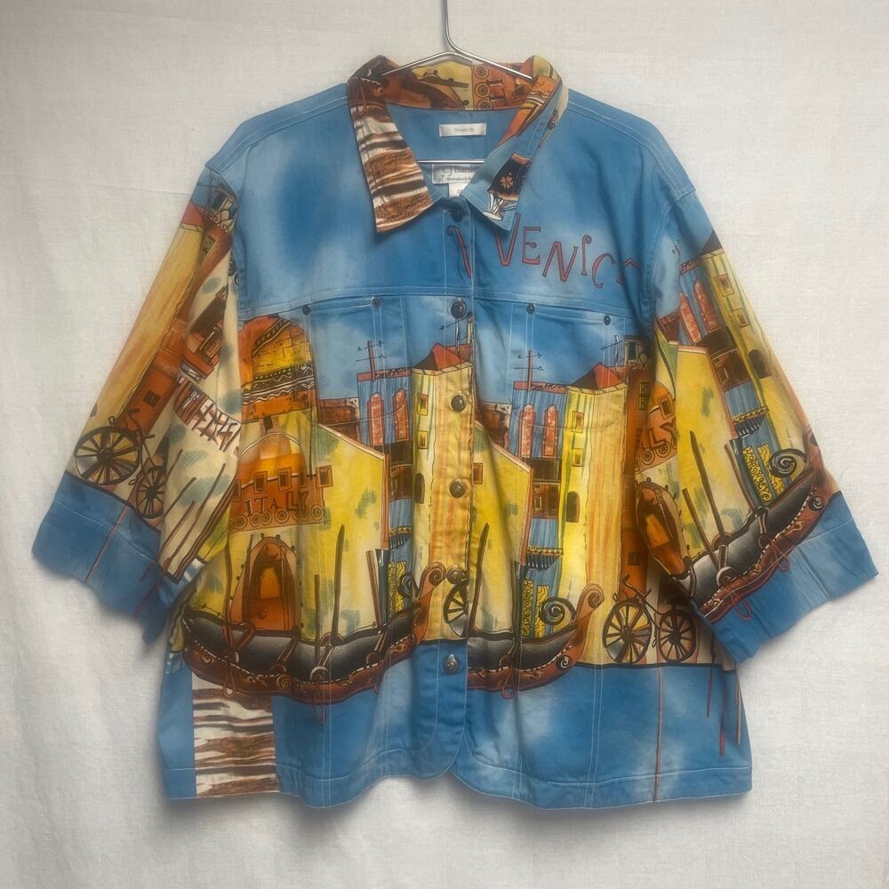 CJ Banks Venice Art Print - Italy Imaged Lightweight Women's Jacket - Size 3X